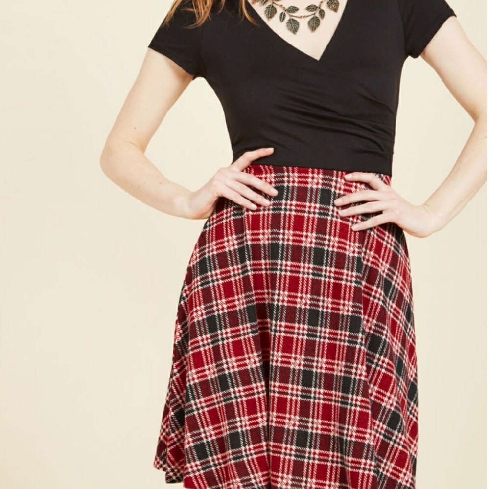 Plaid and black dress